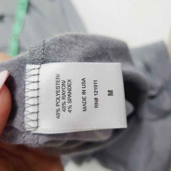 LNA grey log sleeve asymmetrical hem side tie stretchy top size Medium - Picture 7 of 10
